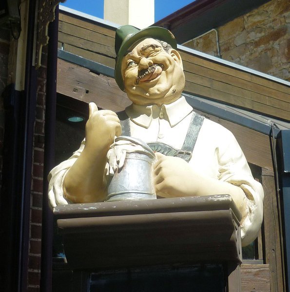 A friendly face at the German Arms hotel in Hahndorf