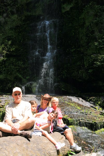 Uncle David, Amy (who was happy!), Charlotte, Sarah and Daph at Erskine Falls