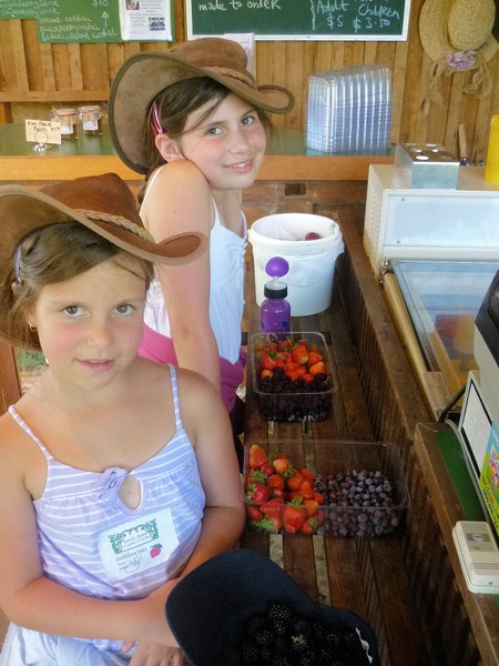 Amy and Charlotte with our pickings