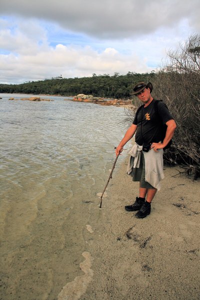 Measuring the tide mark at Dora Point