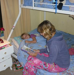 Reading a bedtime story for Beth