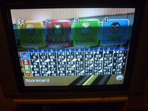 Our Wii game of bowling went well for the girls!