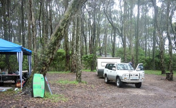 Simplistic but lovely, our camp spot at Mystery Bay