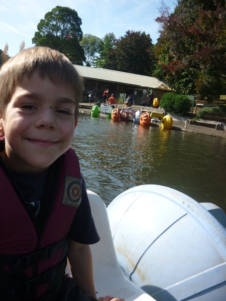 Luke was an excellent co pilot on our paddle boat