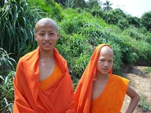 Two young Buddhist monks in.. 