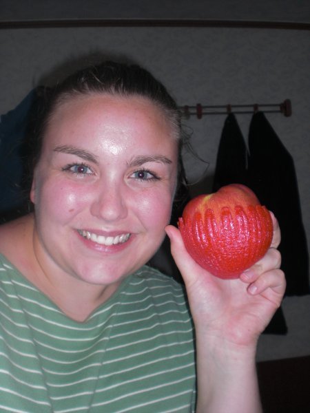 Huge Apple Next to My Face!