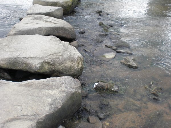 Water rushing through the stone walkway