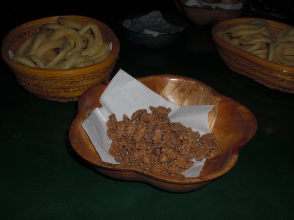 Peanuts covered in something and Funions at Mexico Bar