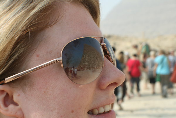 Arty view of the pyramids through my sunglasses!