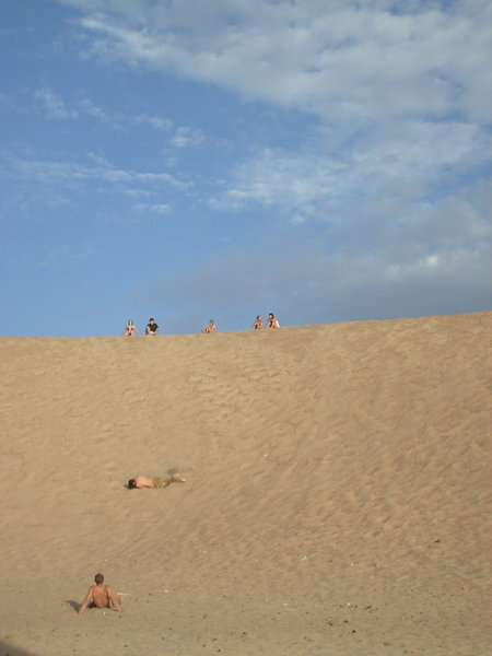 Rolling down sand dunes