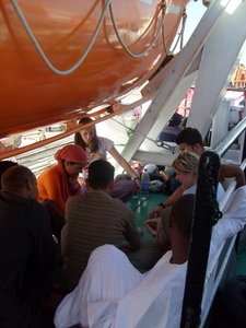 Playing cards with locals on Sudan ferry