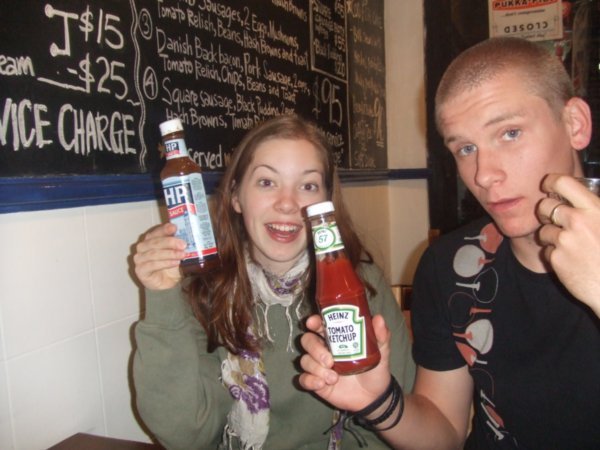 Alice and James plus sauce in chippy