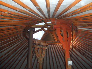 the ceiling of the yurt