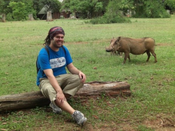 Mark makes a friend in Mlilwane Wildlife Sanctuary