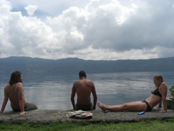 Mark, Raminder and Thea, Lake Toba