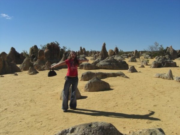 Louise in the desert at Nambung National Park, Western Australia