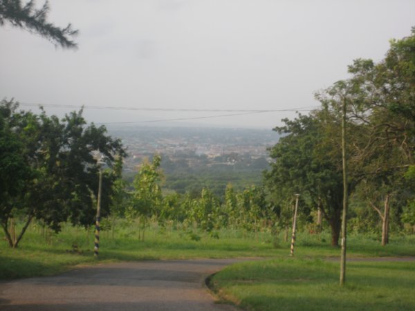 on campus, view to accra