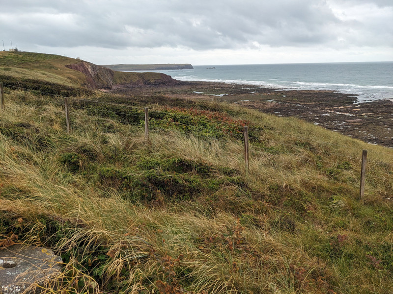 Our first glimpse of the coast today near freshwater West 