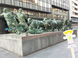 Blonde with the Running of the bulls Blonde with the Running of the bulls