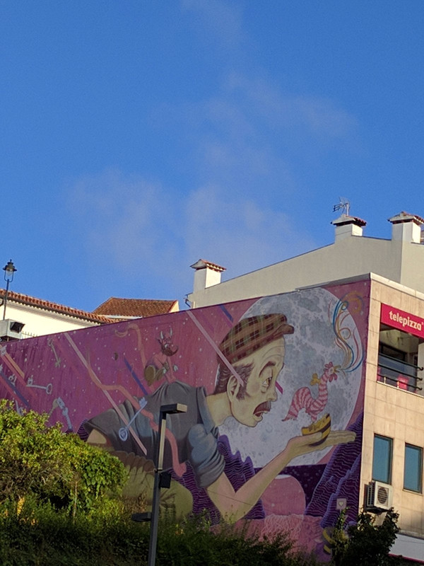 Mural on wall across from hotel