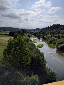 View of Vouga River from modern highway bridge 