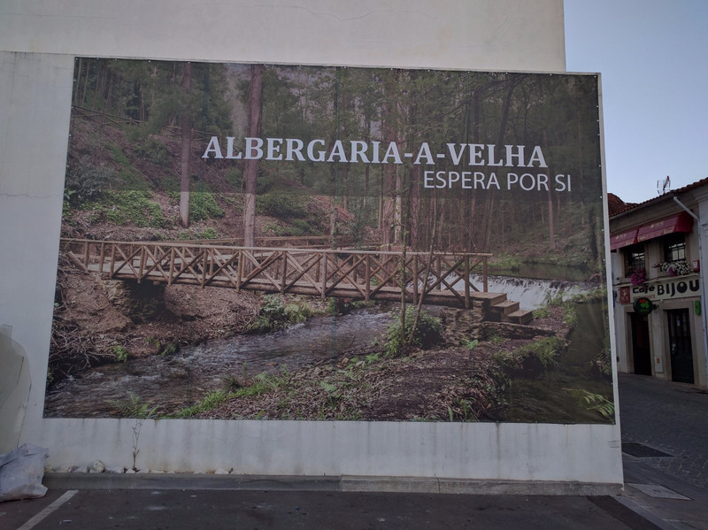 A large sign saying "Albergaria-a-Velha" waits for you!