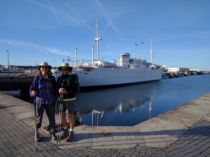 Karen and Jo in front of hospital ship
