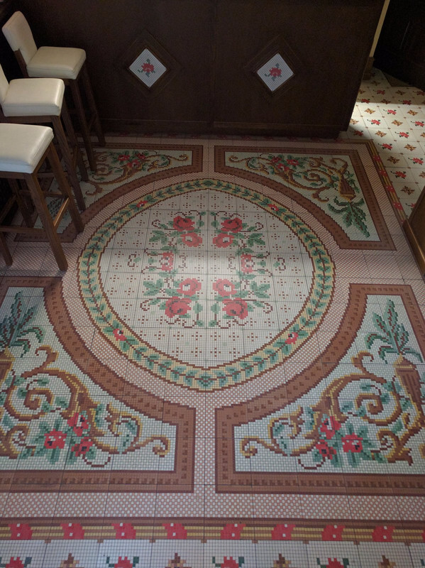Mosaic floor in Hotel Celta reception area