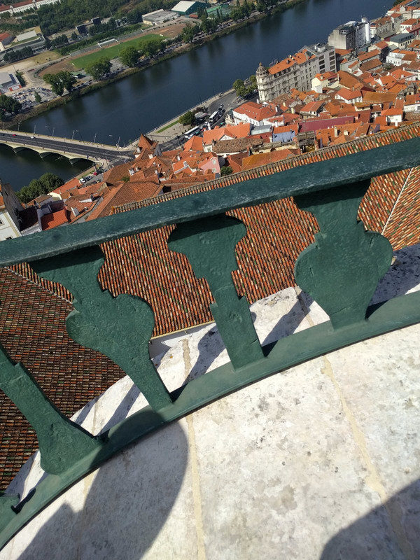View of tile roofs, river and bridge from bell tower