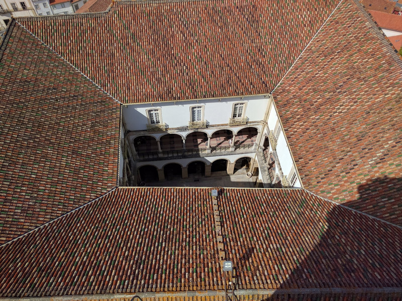 Tile roof slopes into courtyard - view from tower