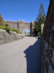 One of the castle gates to the Parador Baiona
