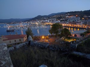 Night view of boat harbor