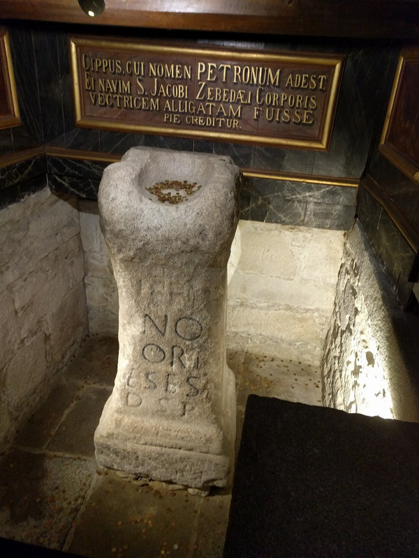 The stone ballard that the disciples of St James tied their boat.