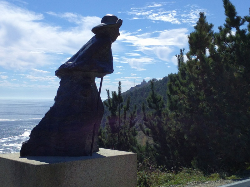 The pilgrim statue just off the road to the Cape Finisterre Lighthouse