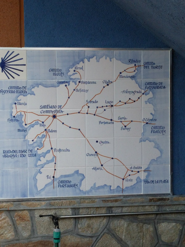 A map of the various camino routes across Galicia