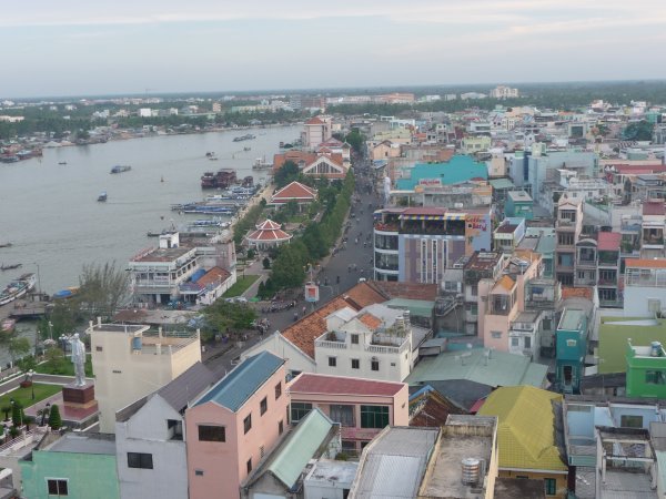 View of Cantho and its Ho Chi Minh statue