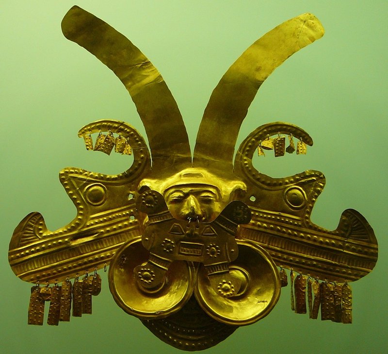Gouden sierraad van stamleider uit de vallei van de Cauca (400 a 600 na Chr.