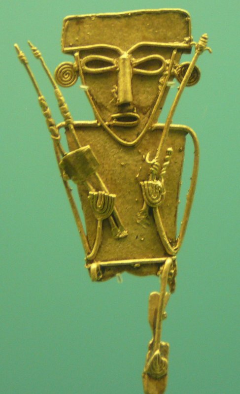Grafgift uit de Cauca provincie uit goud. (150 voor a 900 na Chr.)