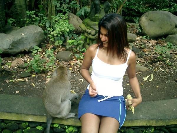At a monkey forest.  This was my favourite part of the trip (considering I LOVE monkeys).