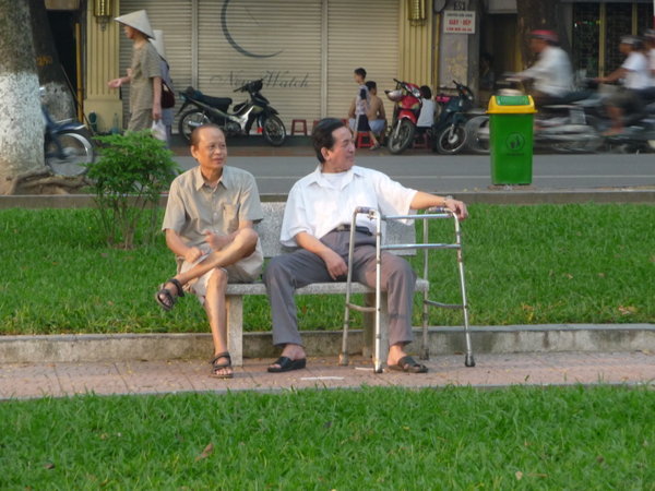 older men at the Hanoi Central lake