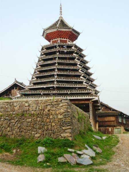 Drum Tower in mountain village near Zhaoxing