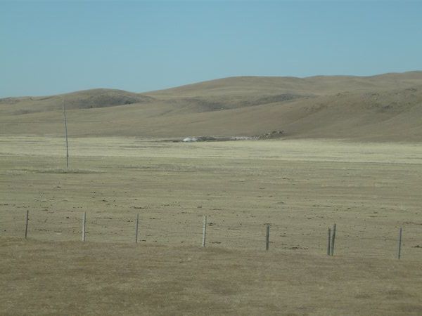 View from the train from China just after crossing the Mongolian border