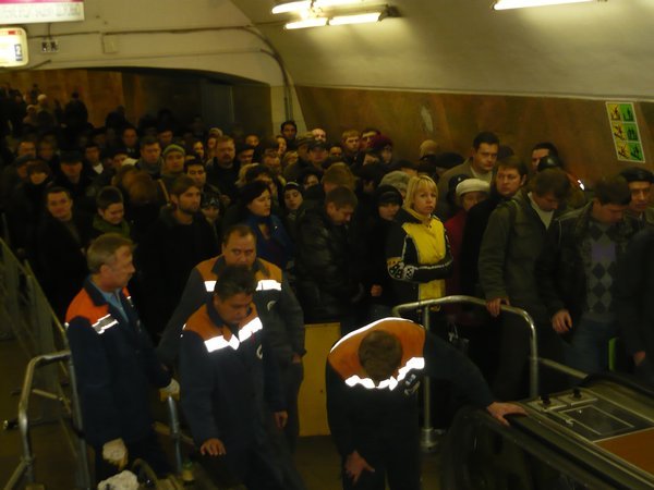 Metro zombies at the escalator queue