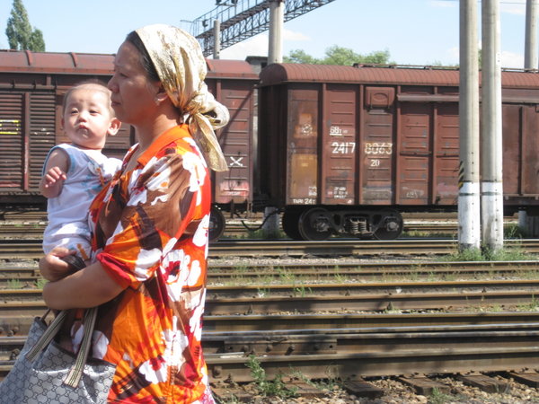 Woman and child, southern Kazakhstan