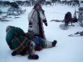 Nenets children play fighting, Yamal Peninsula