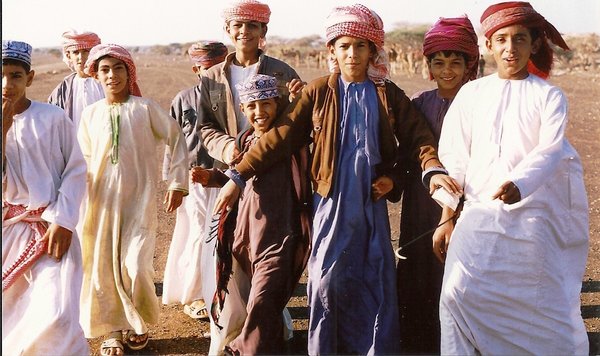 Boys at camel races near Sinaw, Oman