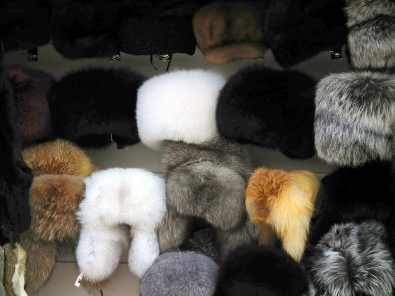 Fur hats on sale, St Petersburg