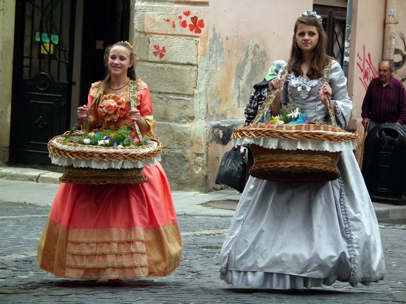 Girls selling stuff, Lviv