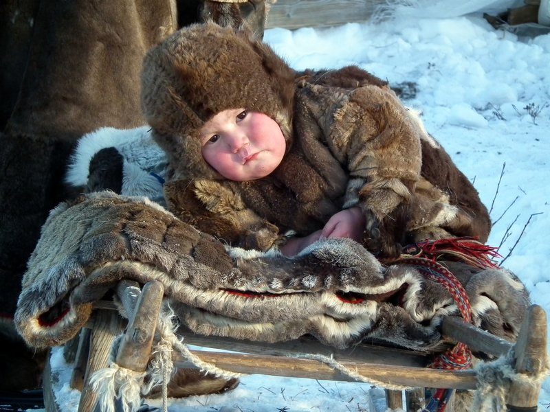 Nenets baby on the Yamal Peninsula, Arctic Siberia