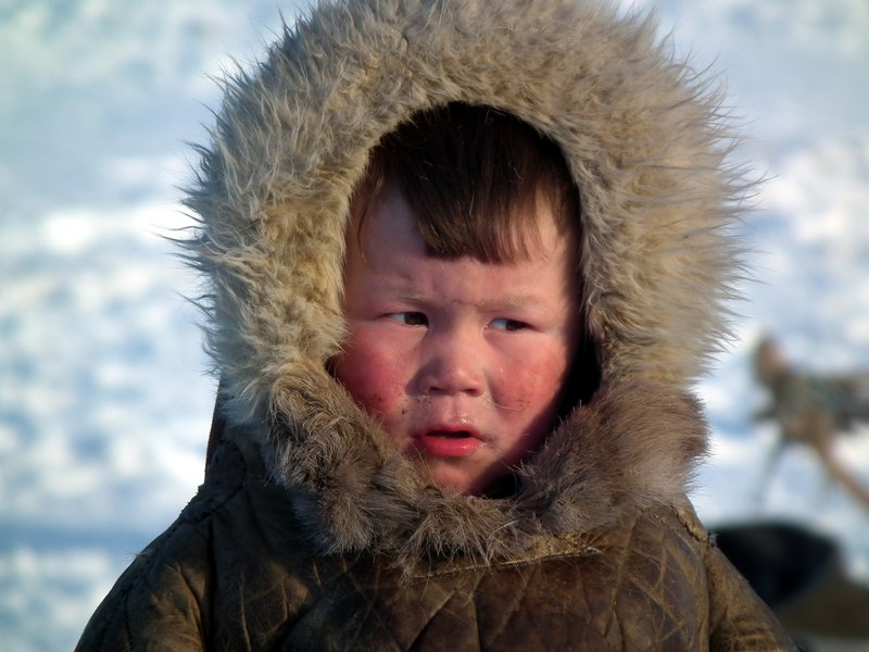 Nenets child on the Yamal Peninsula, Arctic Siberia